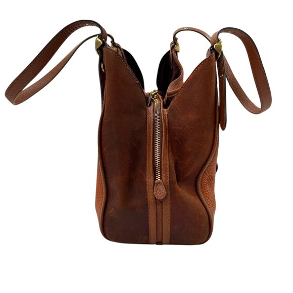 Coach Pebbled Leather Suede Lori Shoulder Bag With Gold Hardware & Zipper Pocket - Picture 7 of 16